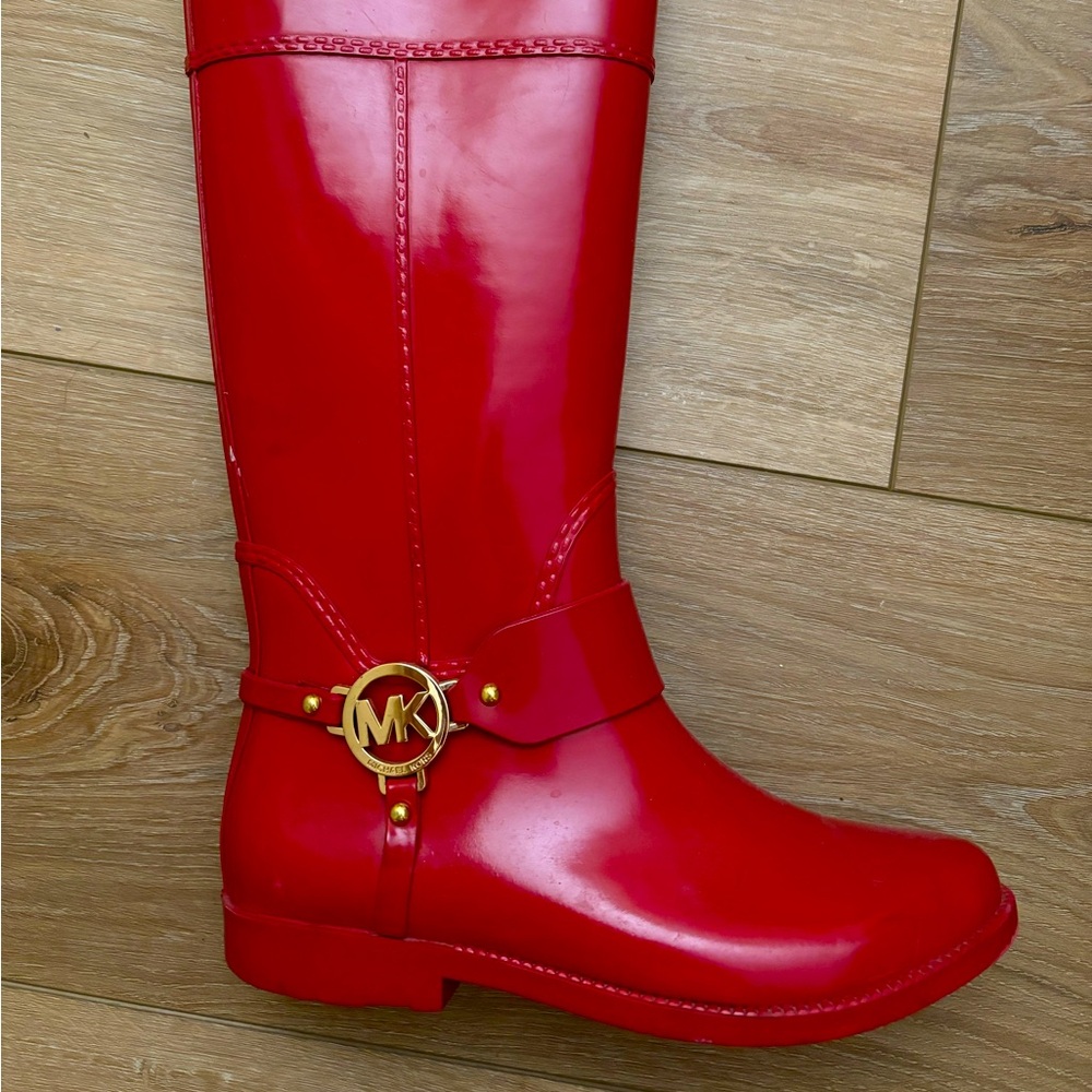 Bright Red Michael Kors Rain Boots